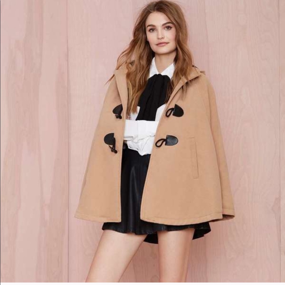 Nasty Gal English Nights Cape Tan Coat
